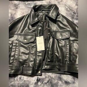 Faux leather Zara  Jacket , Black , size M . New with Tags